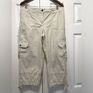 Tommy Hilfiger cotton light khaki cargo capri crop pants ties size 12